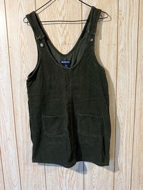 Blue Spice Women's Olive Green Corduroy Pinafore Mini Dress